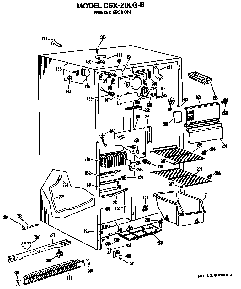 Hotpoint CSX20LGB freezer section diagram