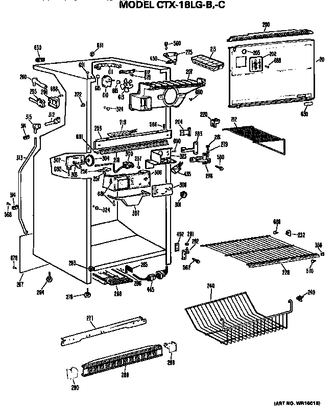 Hotpoint CTX18LGB cabinet parts diagram