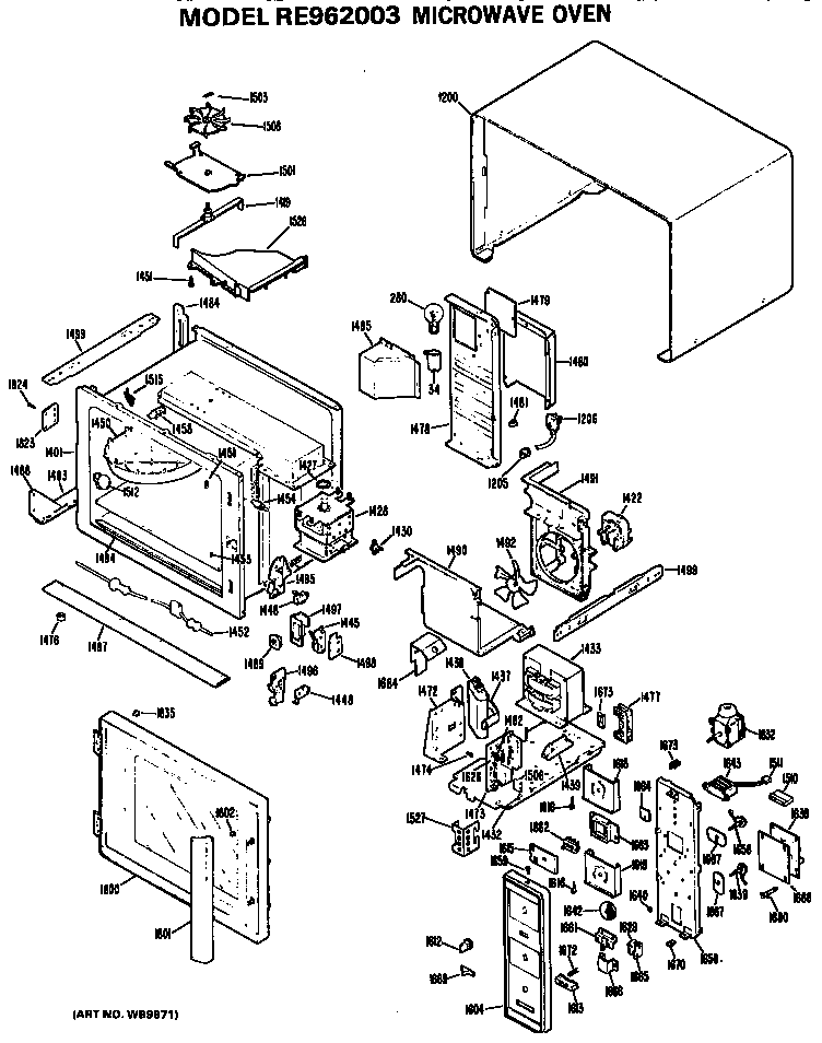 Hotpoint RE962003 main body diagram