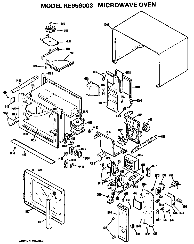 Hotpoint RE959003 main body diagram