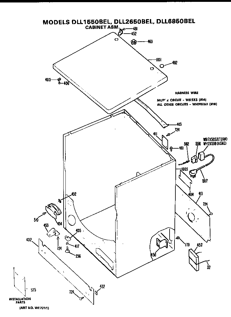 Hotpoint DLL2650BEL cabinet assembly diagram