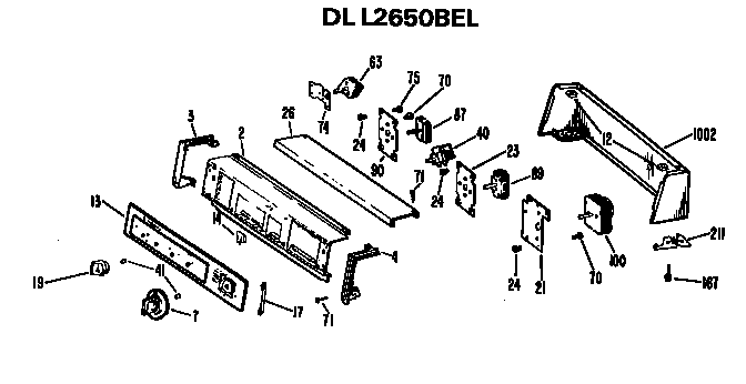 Hotpoint DLL2650BEL backsplash diagram