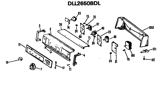 Hotpoint DLL1550BDL backsplash for dll2650bdl diagram