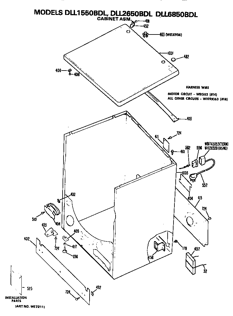 Hotpoint DLL1550BDL cabinet diagram