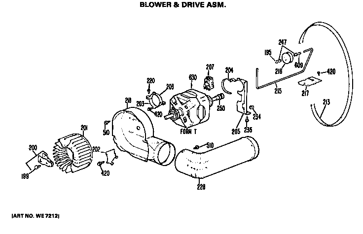 Hotpoint DLL1550BDL blower and drive assembly diagram
