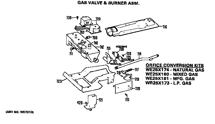 Hotpoint DLL1550BDL gas valve and burner assembly diagram
