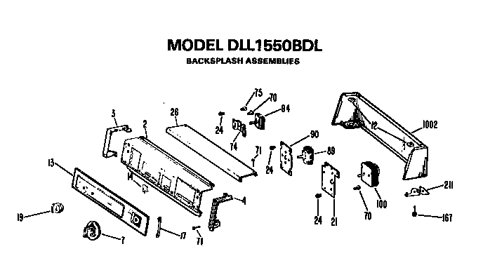 Hotpoint DLL1550BDL backsplash for dll1550bdl only diagram