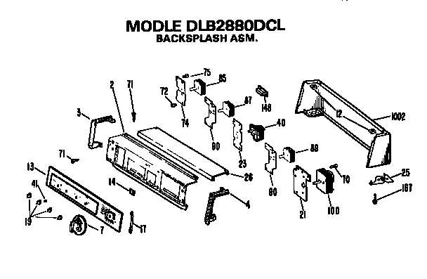 Hotpoint DLB2880DCL backsplash assembly diagram