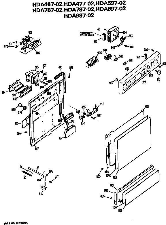 Hotpoint HDA787-02 front/control panel diagram
