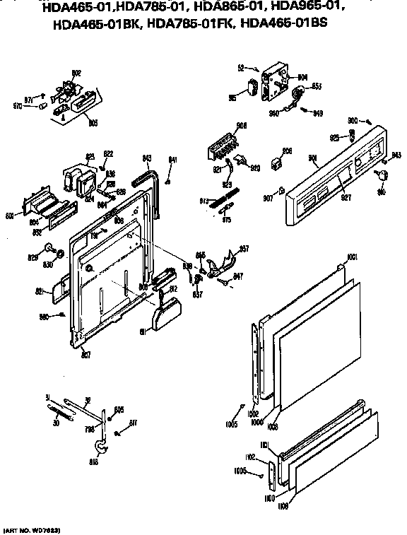 Hotpoint HDA465-01BS front/control panel diagram
