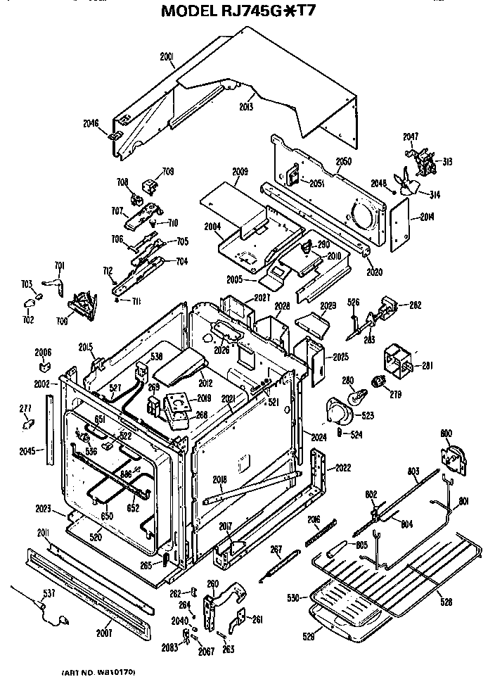Hotpoint RJ745G*T7 main body diagram
