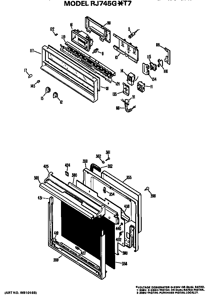 Hotpoint RJ745G*T7 controls/door diagram