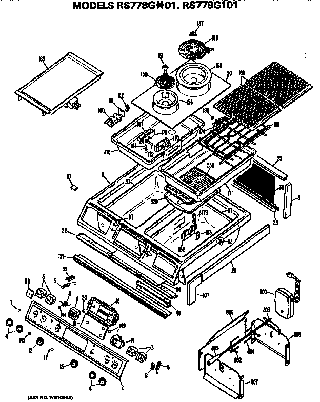 Hotpoint RS778G*01 cooktop/controls diagram