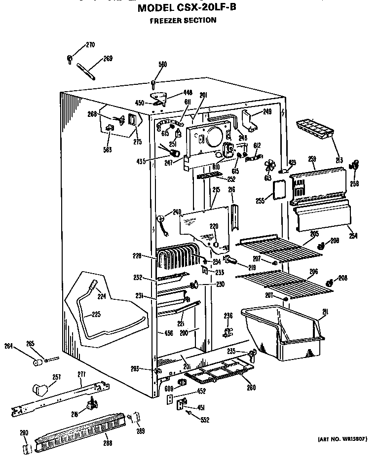 Hotpoint CSX20LFB freezer section diagram