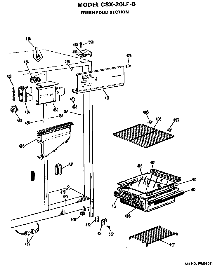 Hotpoint CSX20LFB fresh food section diagram