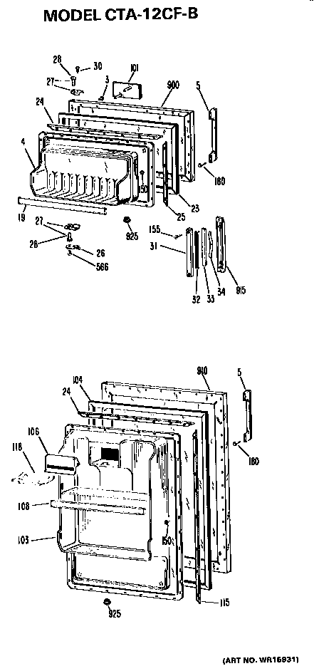Hotpoint CTA12CFB doors diagram