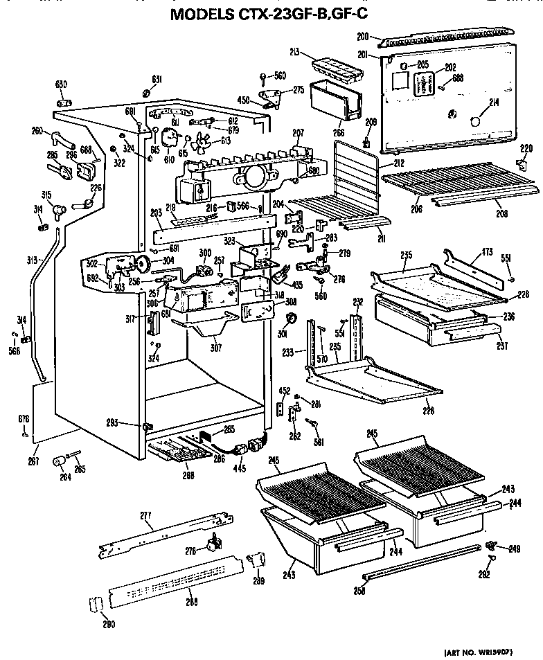 Hotpoint CTX23GFB cabinet parts diagram
