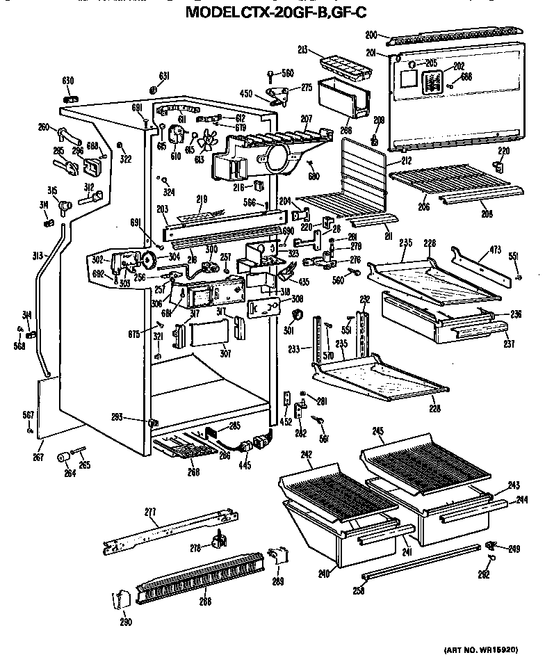 Hotpoint CTX20GFC cabinet parts diagram