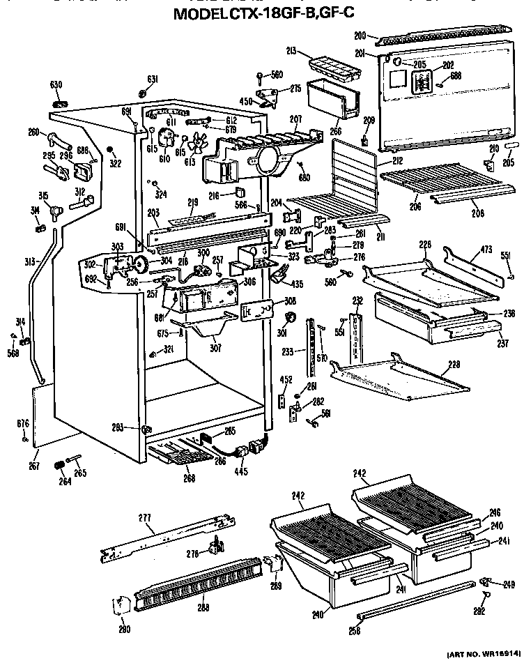 Hotpoint CTX18GFC cabinet parts diagram