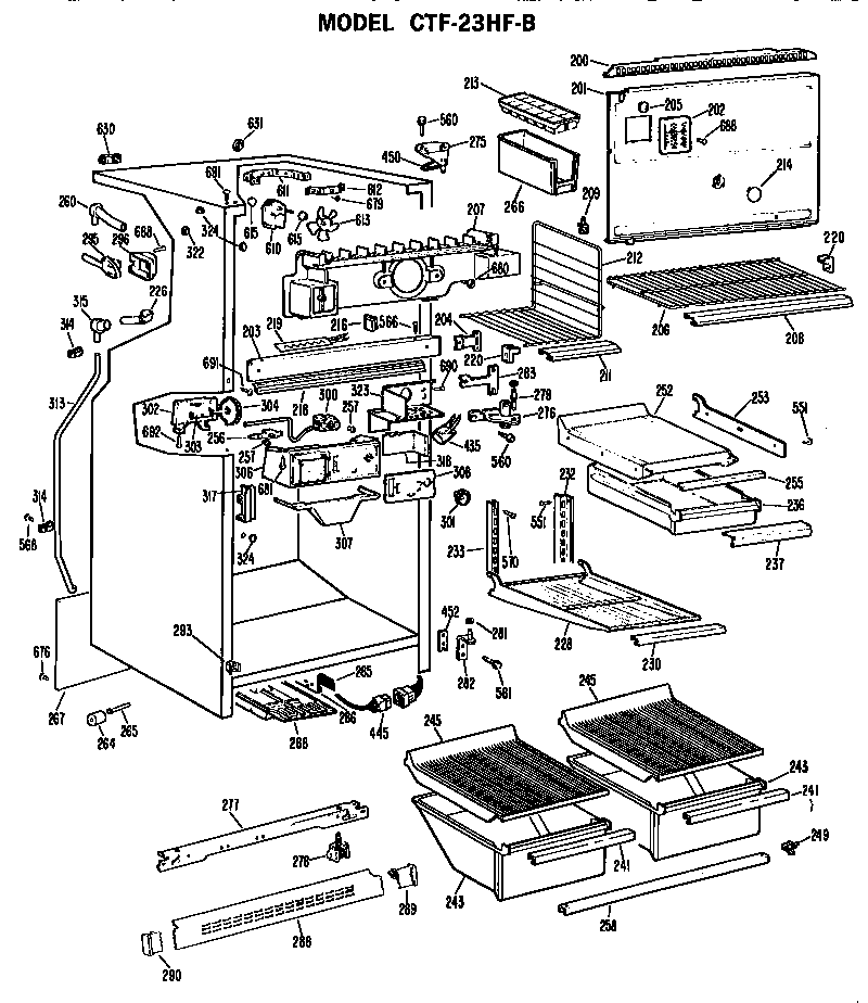 GE TBC21JASNRAD cabinet parts diagram