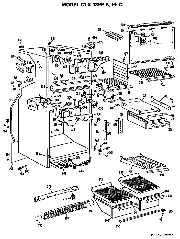 GE TBE14SASFRWH cabinet parts diagram
