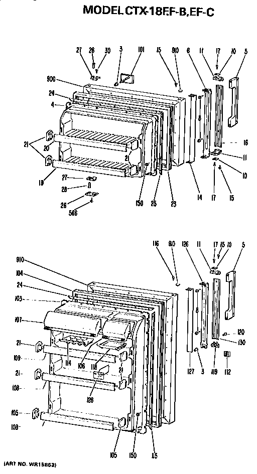 GE TBE14SASFRWH doors diagram