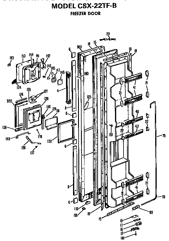 GE TBE16DASFRHA freezer door diagram