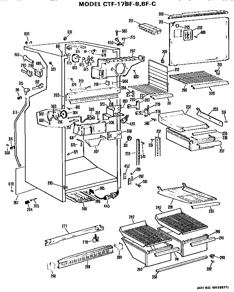 GE TBE16JASDRWH cabinet parts diagram