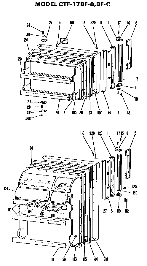GE TBE16JASDRWH doors diagram