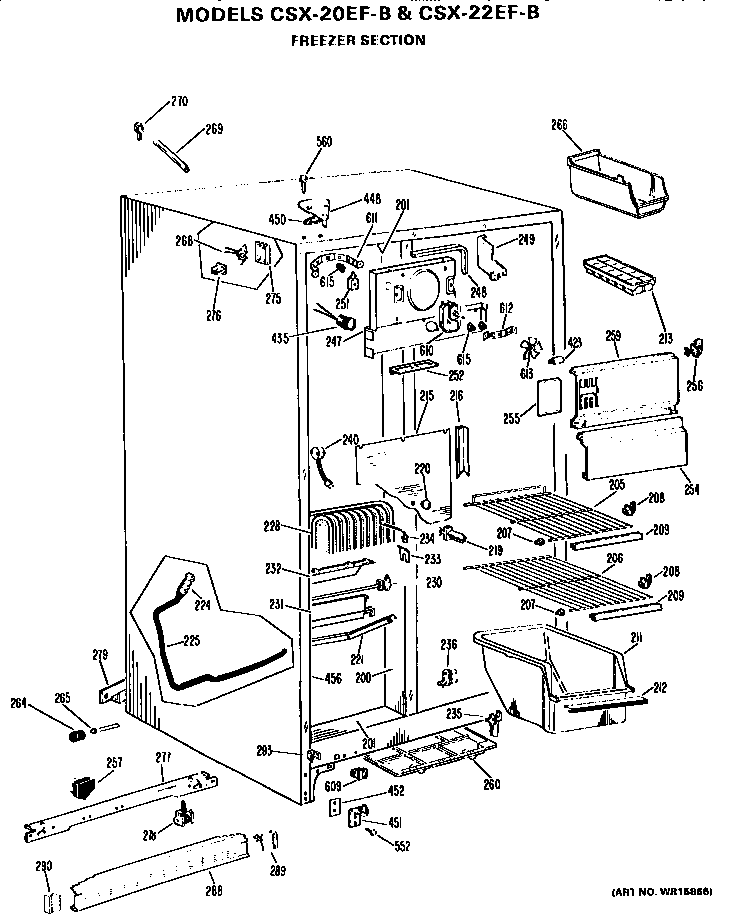 GE TBE16JASFRHA freezer section diagram