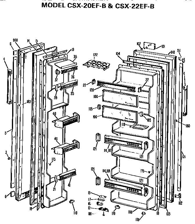 GE TBE16JASFRHA doors diagram