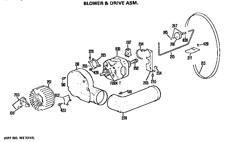 Hotpoint DLL1550BCL blower/drive assembly diagram