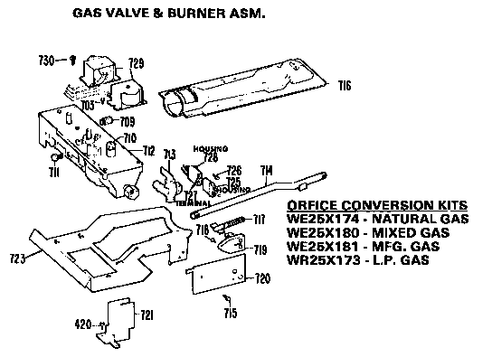 Hotpoint DLL1550BCL gas valve/burner assembly diagram