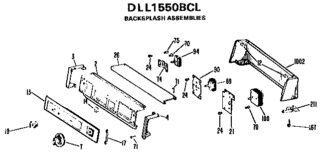 Hotpoint DLL1550BCL backsplash assembly diagram