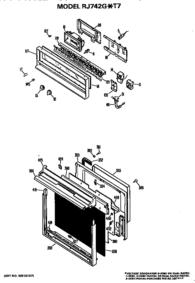 Hotpoint RJ742G*T7 oven door diagram