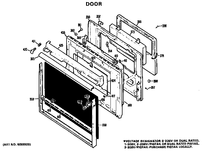 GE JP345S1WG door diagram