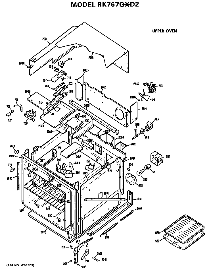 Hotpoint RK767G*D2 upper oven diagram