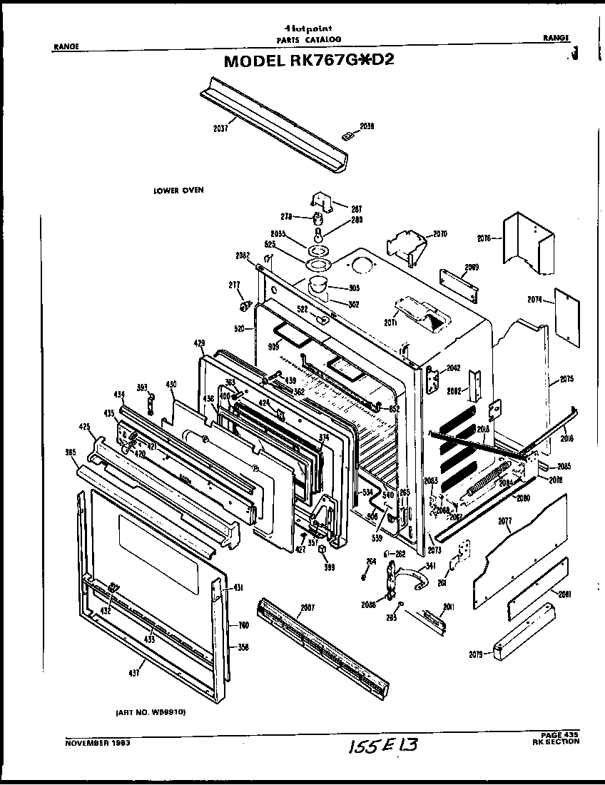 Hotpoint RK767G*D2 lower oven diagram