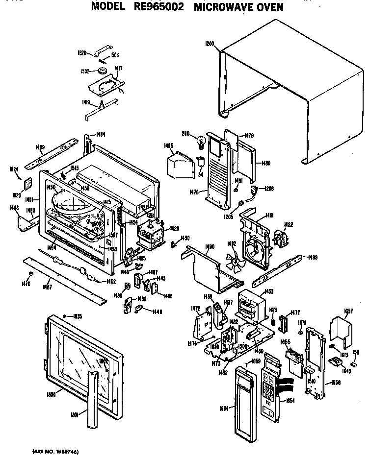 Hotpoint RE965002 main body/controls diagram