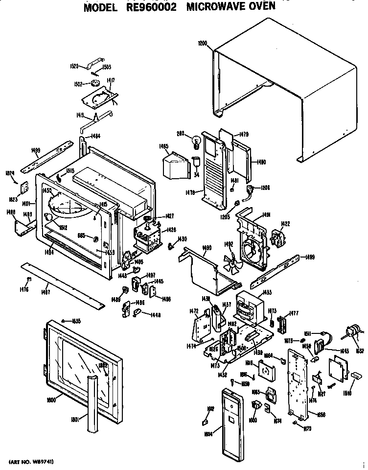 Hotpoint RE960002 main body/controls diagram