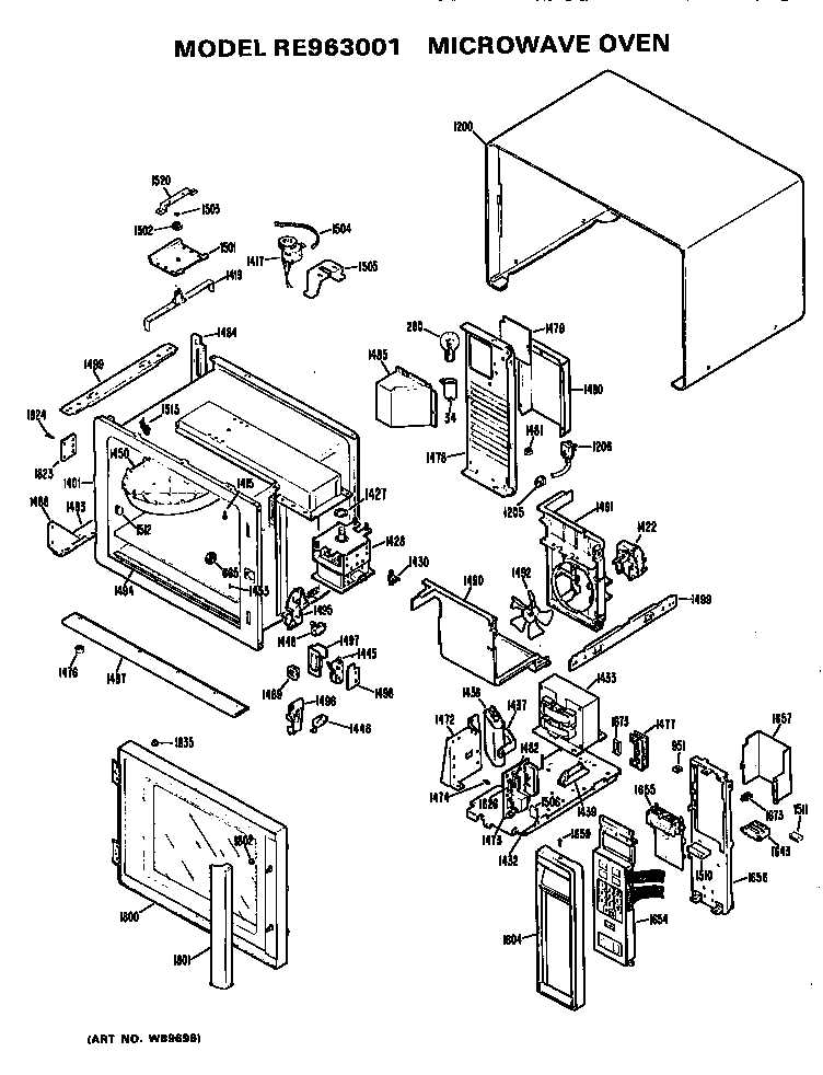 Hotpoint RE963001 main body/controls diagram