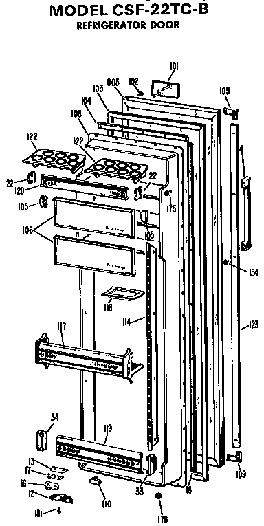 Hotpoint CSF22TCB fresh food door diagram