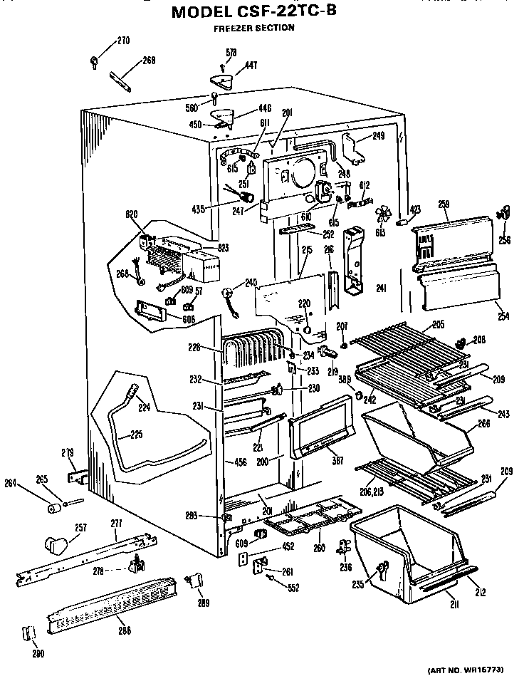 Hotpoint CSF22TCB freezer section diagram
