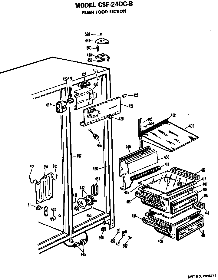 Hotpoint CSF24DCB fresh food section diagram