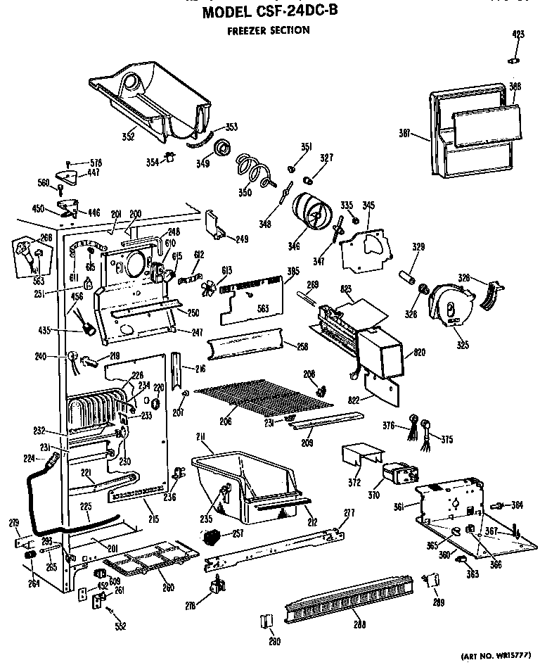 Hotpoint CSF24DCB freezer section diagram