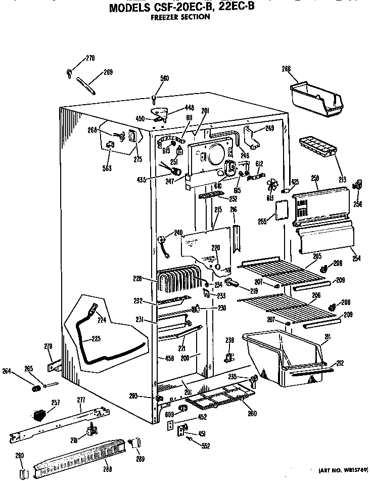 Hotpoint CSF20ECB freezer section diagram