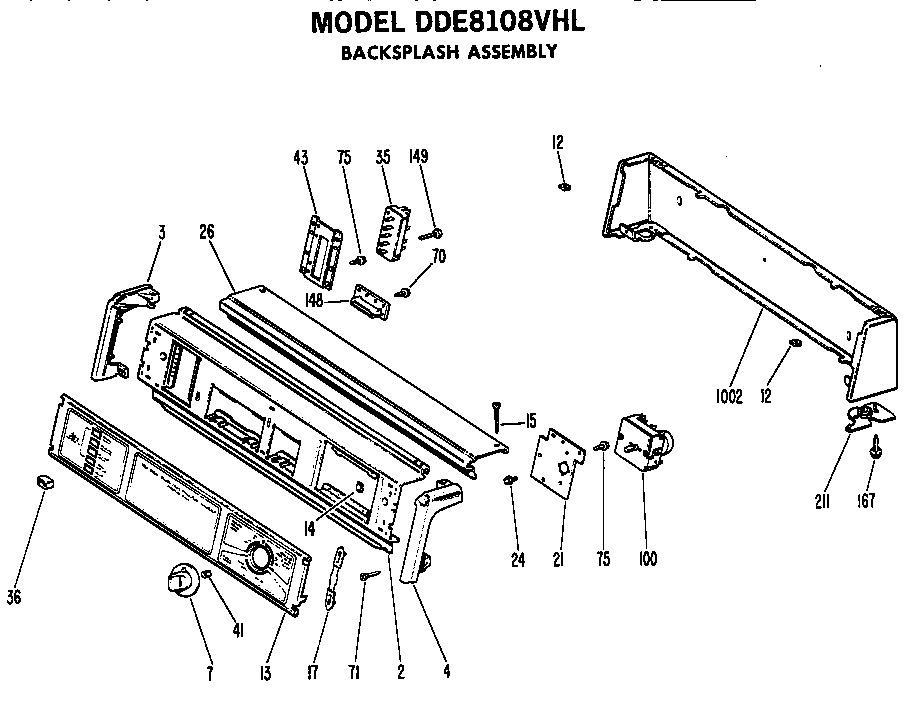 GE DDE8108VHL backsplash diagram