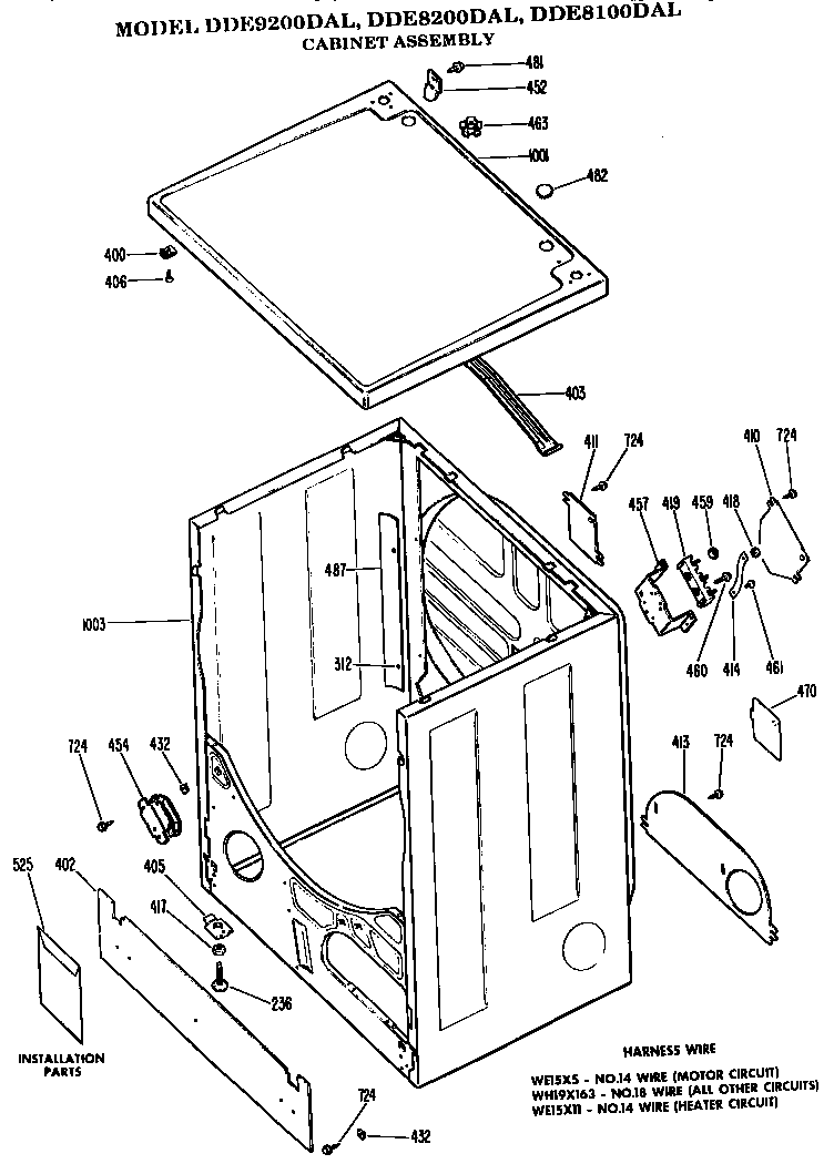 GE DDE8200DAL cabinet diagram
