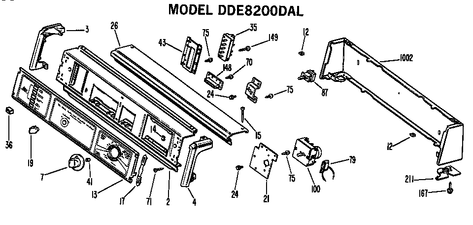 GE DDE8200DAL backsplash diagram