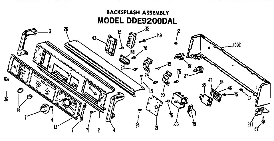 GE DDE8200DAL backsplash diagram